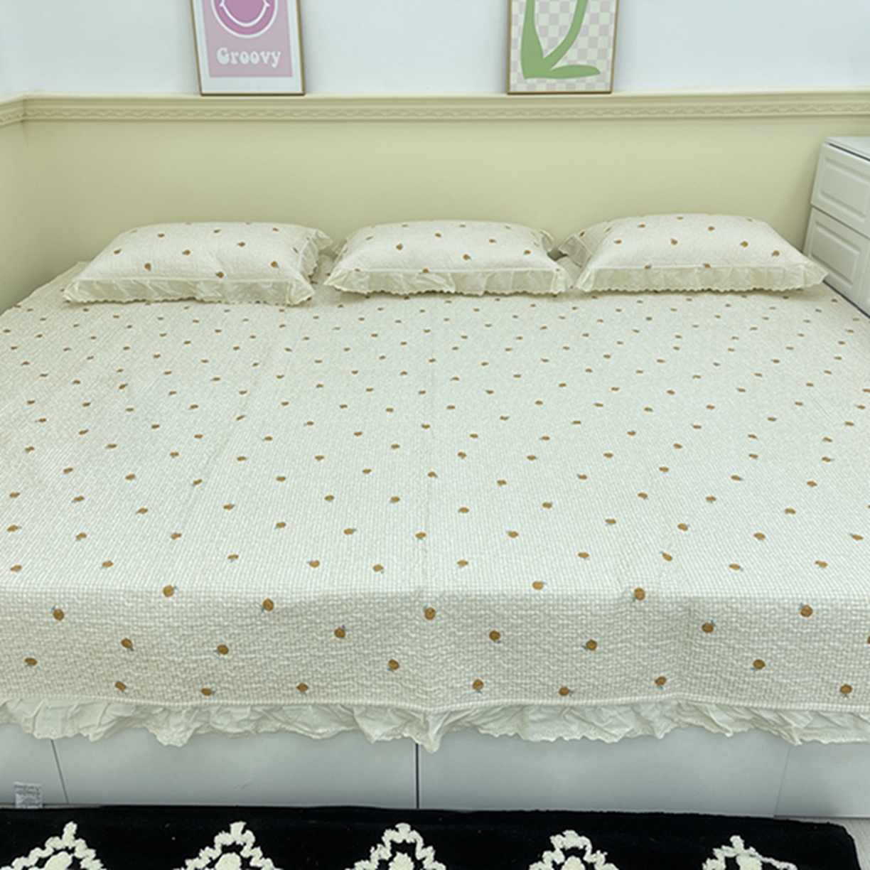 91家纺网 家纺一手货源 找家纺 （总）禧瑞谷 2026法式纯棉绗缝全棉榻榻米床盖防滑加厚纯棉床单夹棉三件套床盖纯棉东北农大炕盖