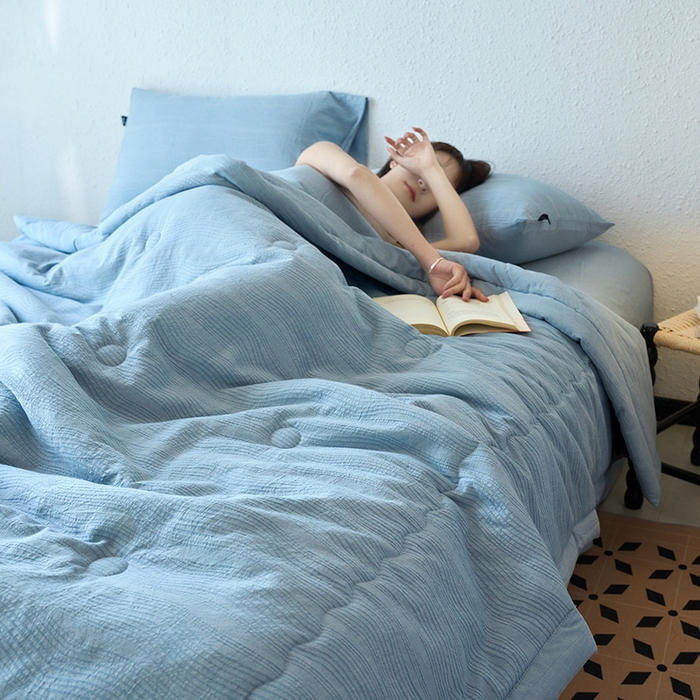 91家纺网 家纺一手货源 找家纺 恋人优选 2026新款A类全棉色织水洗棉提花夏被空调被 大波浪兰