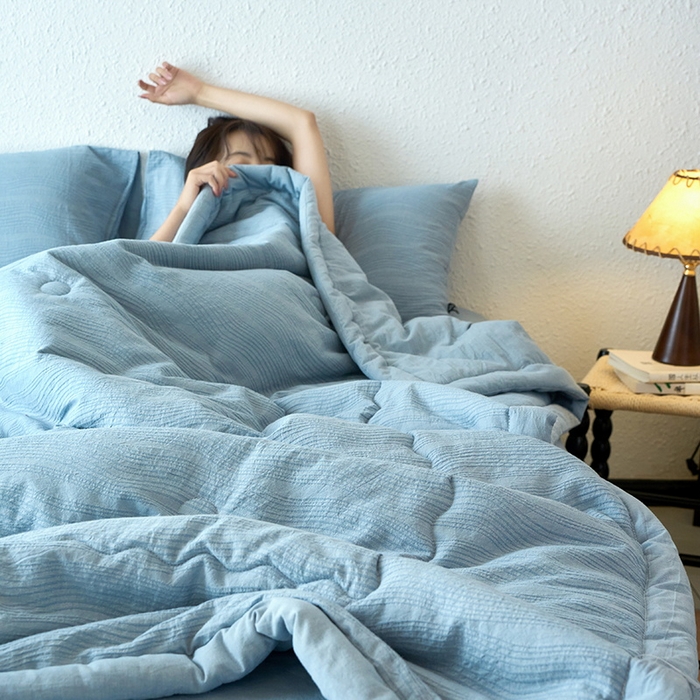 91家纺网 家纺一手货源 找家纺 恋人优选 2026新款A类全棉色织水洗棉提花夏被空调被 大波浪兰