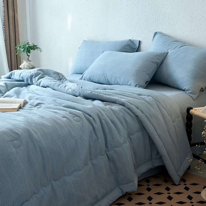 91家纺网 家纺一手货源 找家纺 恋人优选 2026新款A类全棉色织水洗棉提花夏被空调被 大波浪兰