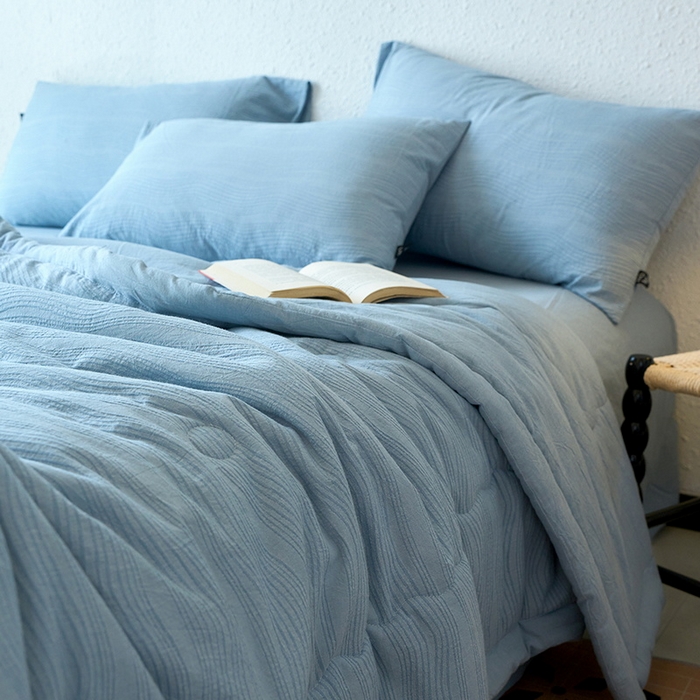 91家纺网 家纺一手货源 找家纺 恋人优选 2026新款A类全棉色织水洗棉提花夏被空调被 大波浪兰