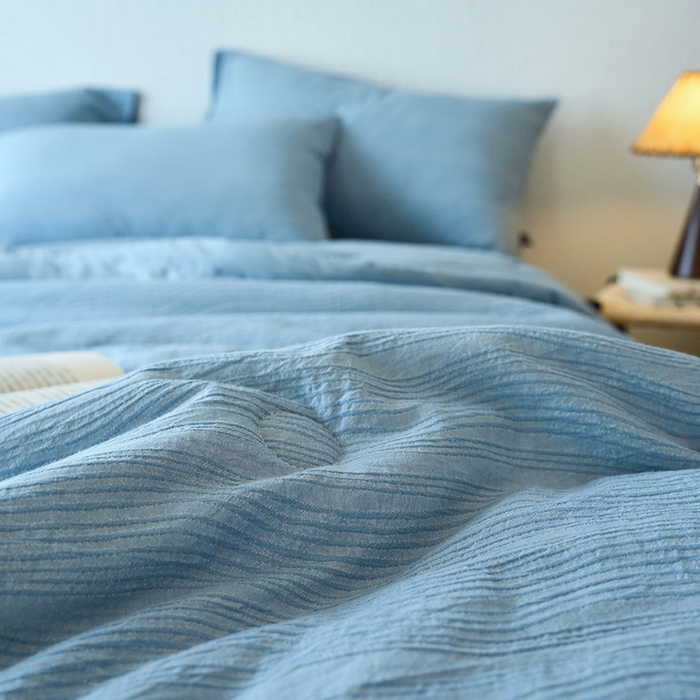 91家纺网 家纺一手货源 找家纺 恋人优选 2026新款A类全棉色织水洗棉提花夏被空调被 大波浪兰