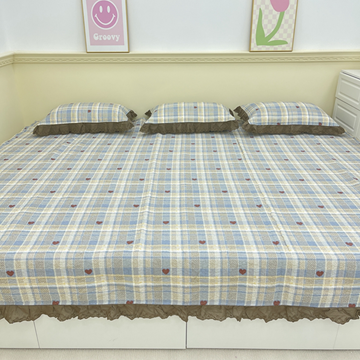 91家纺网 家纺一手货源 找家纺 （总）禧瑞谷 2026法式纯棉绗缝全棉榻榻米床盖防滑加厚纯棉床单夹棉三件套床盖纯棉东北农大炕盖