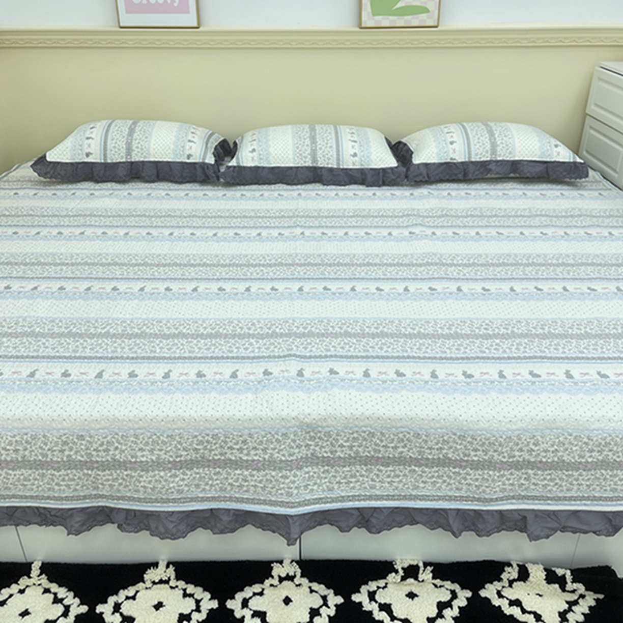 91家纺网 家纺一手货源 找家纺 （总）禧瑞谷 2026法式纯棉绗缝全棉榻榻米床盖防滑加厚纯棉床单夹棉三件套床盖纯棉东北农大炕盖