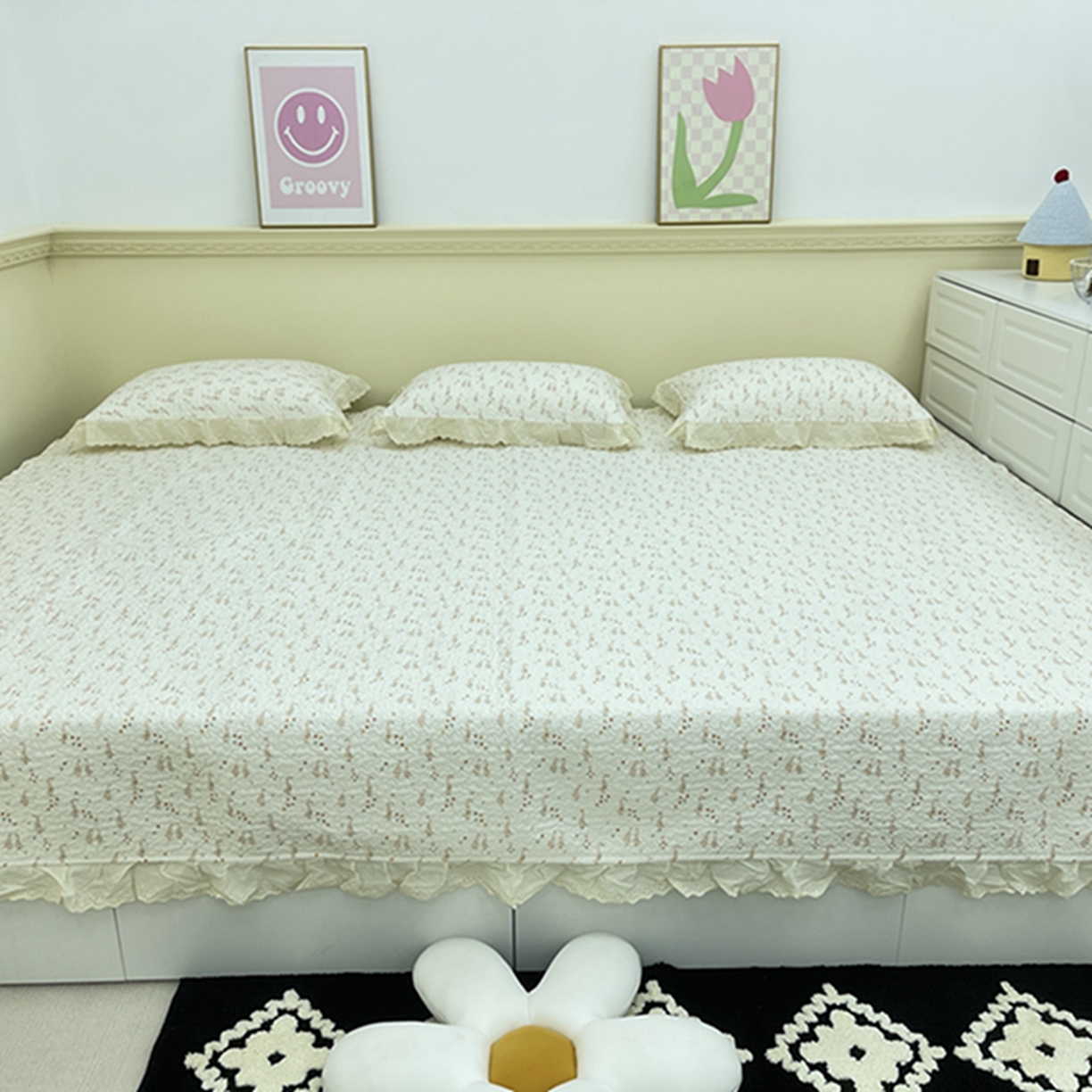 91家纺网 家纺一手货源 找家纺 （总）禧瑞谷 2026法式纯棉绗缝全棉榻榻米床盖防滑加厚纯棉床单夹棉三件套床盖纯棉东北农大炕盖