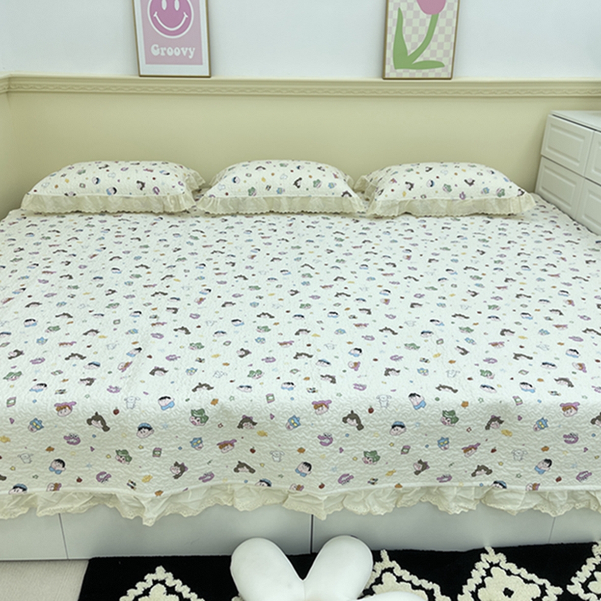 91家纺网 家纺一手货源 找家纺 （总）禧瑞谷 2026法式纯棉绗缝全棉榻榻米床盖防滑加厚纯棉床单夹棉三件套床盖纯棉东北农大炕盖