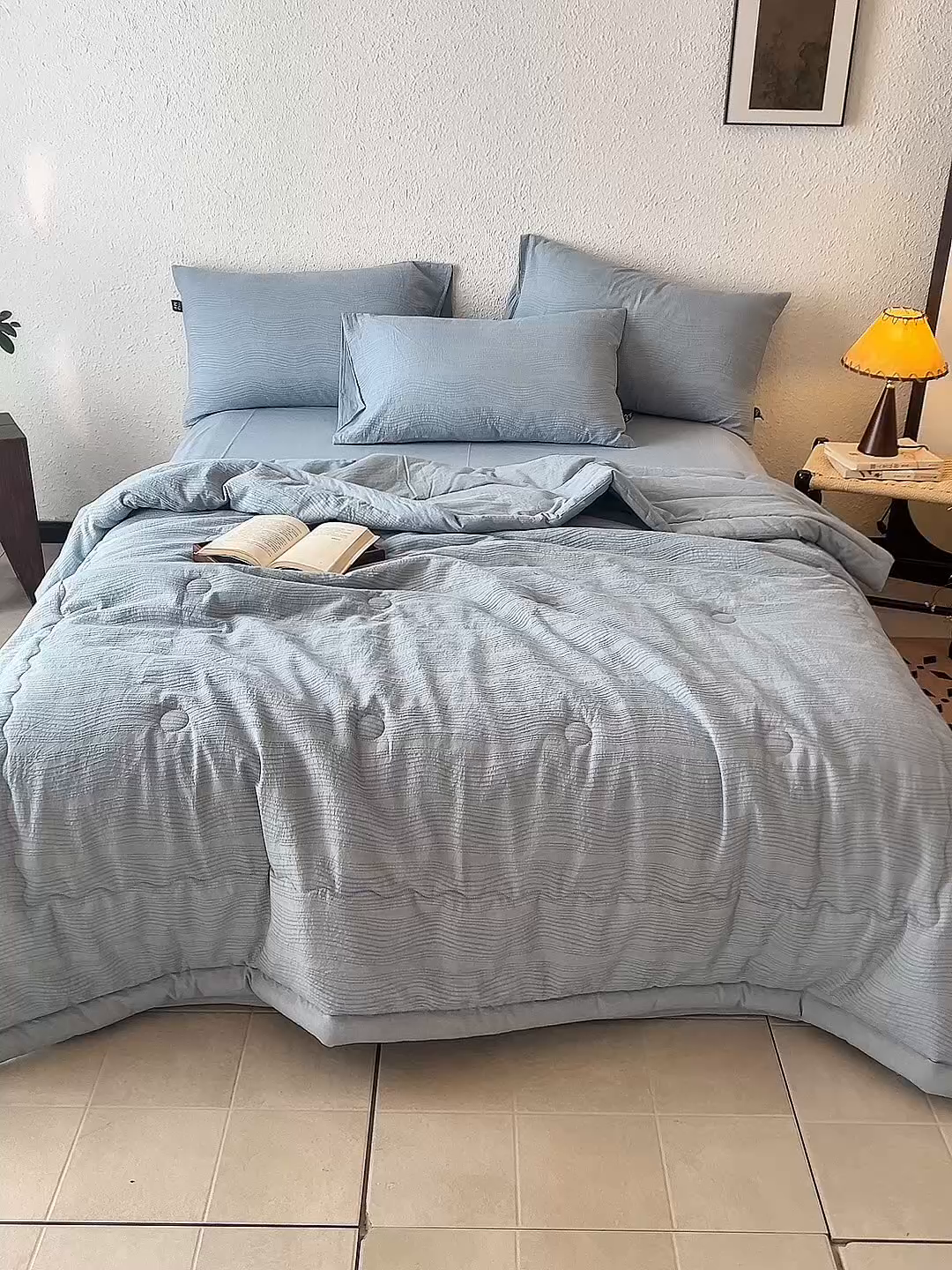 91家纺网 家纺一手货源 找家纺 恋人优选 2026新款A类全棉色织水洗棉提花夏被空调被 大波浪兰