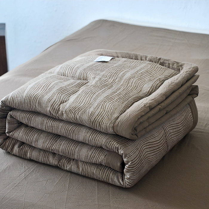 恋人优选 2026新款A类全棉色织水洗棉提花夏被空调被 大波浪咖