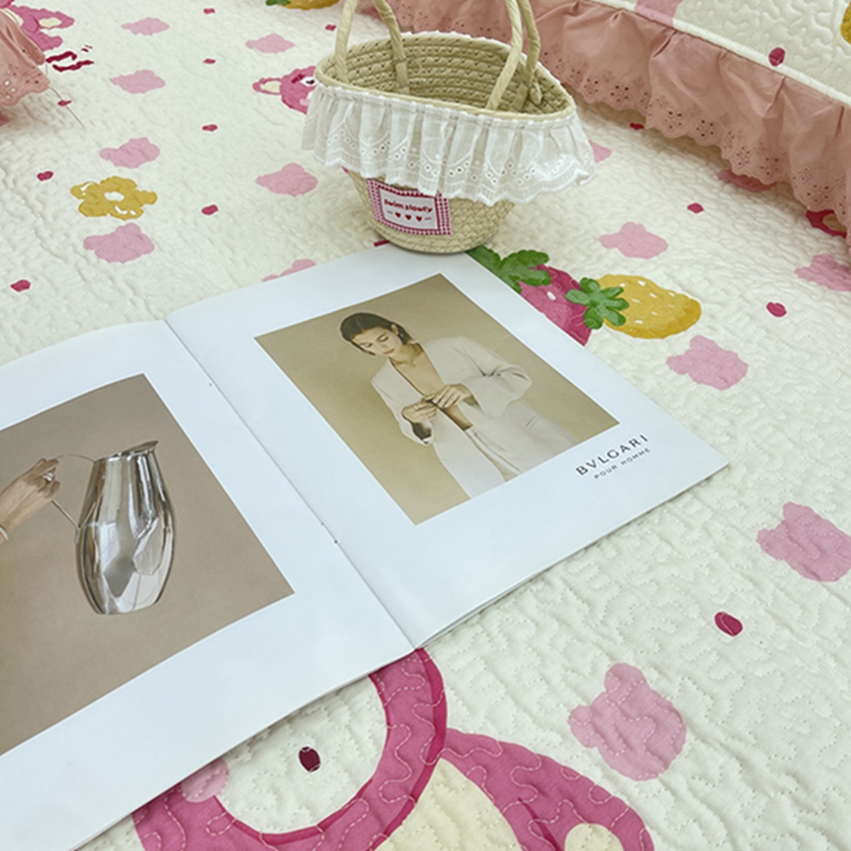 91家纺网 家纺一手货源 找家纺 禧瑞谷 2026法式纯棉绗缝全棉榻榻米床盖防滑加厚纯棉床单夹棉三件套床盖纯棉东北农大炕盖 草莓熊