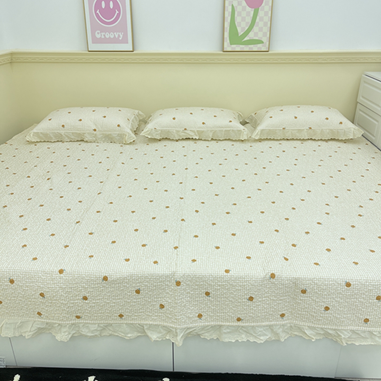 91家纺网 家纺一手货源 找家纺 禧瑞谷 2026法式纯棉绗缝全棉榻榻米床盖防滑加厚纯棉床单夹棉三件套床盖纯棉东北农大炕盖 诚意布格