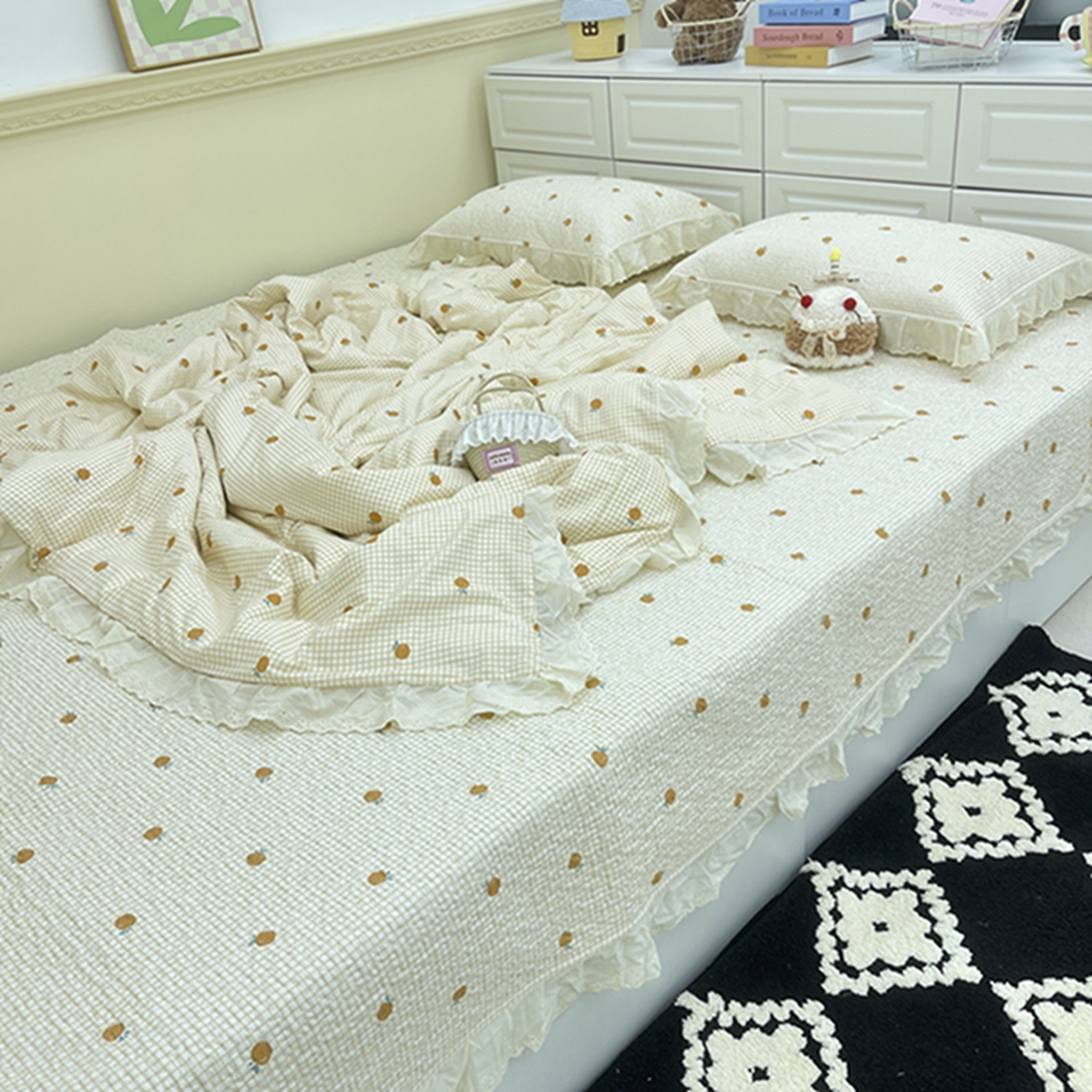 91家纺网 家纺一手货源 找家纺 禧瑞谷 2026法式纯棉绗缝全棉榻榻米床盖防滑加厚纯棉床单夹棉三件套床盖纯棉东北农大炕盖 诚意布格