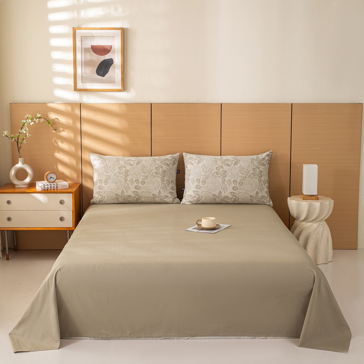 91家纺网 家纺一手货源 找家纺 恋人优选 2026新款全棉三层提花夏被空调被 茎叶时光-咖