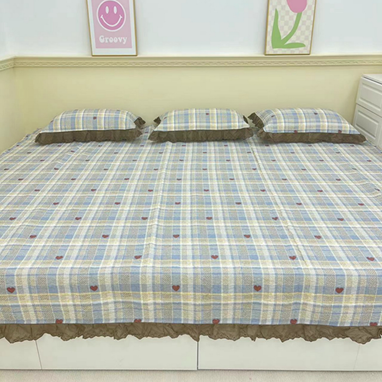 91家纺网 家纺一手货源 找家纺 禧瑞谷 2026法式纯棉绗缝全棉榻榻米床盖防滑加厚纯棉床单夹棉三件套床盖纯棉东北农大炕盖 格调