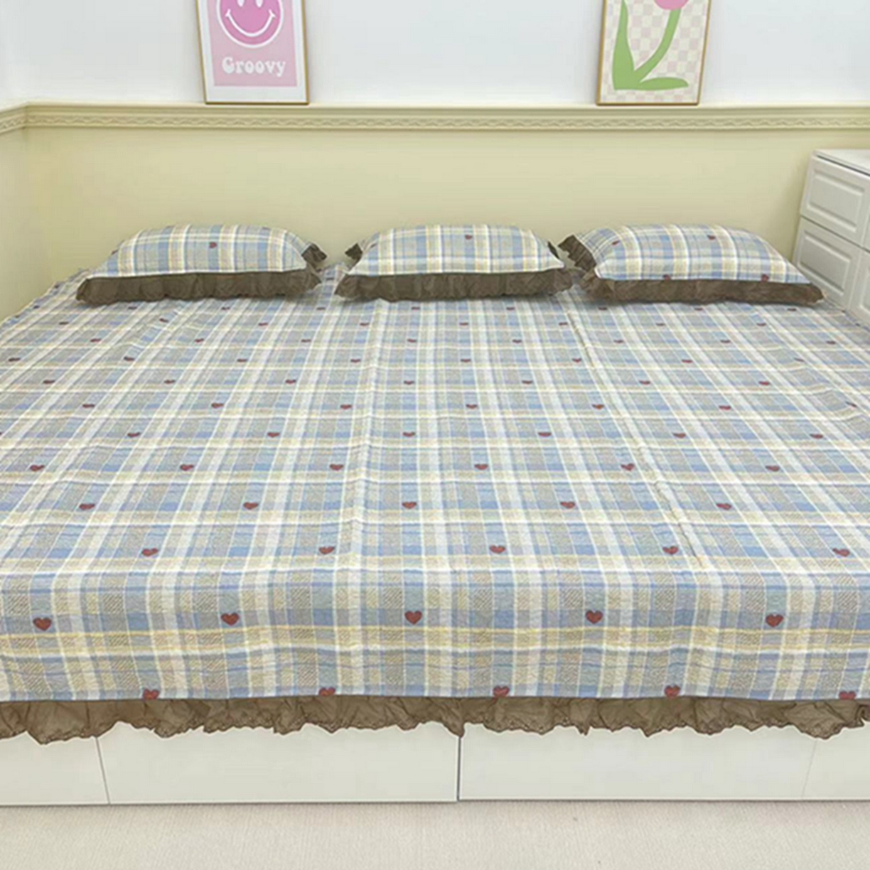 91家纺网 家纺一手货源 找家纺 禧瑞谷 2026法式纯棉绗缝全棉榻榻米床盖防滑加厚纯棉床单夹棉三件套床盖纯棉东北农大炕盖 格调