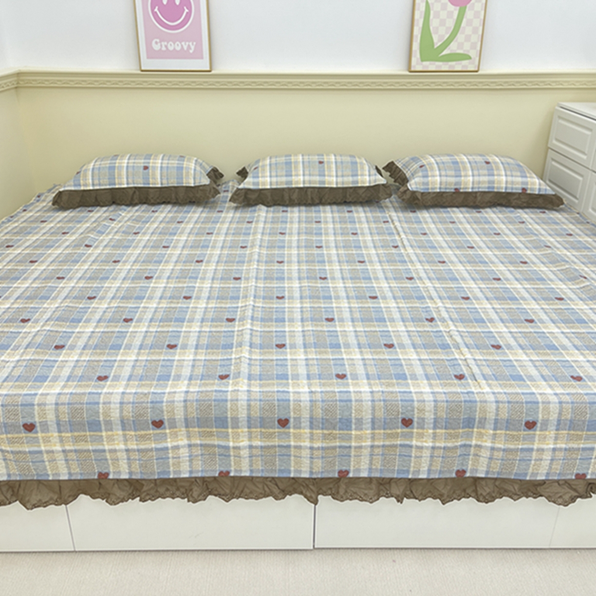 91家纺网 家纺一手货源 找家纺 禧瑞谷 2026法式纯棉绗缝全棉榻榻米床盖防滑加厚纯棉床单夹棉三件套床盖纯棉东北农大炕盖 格调