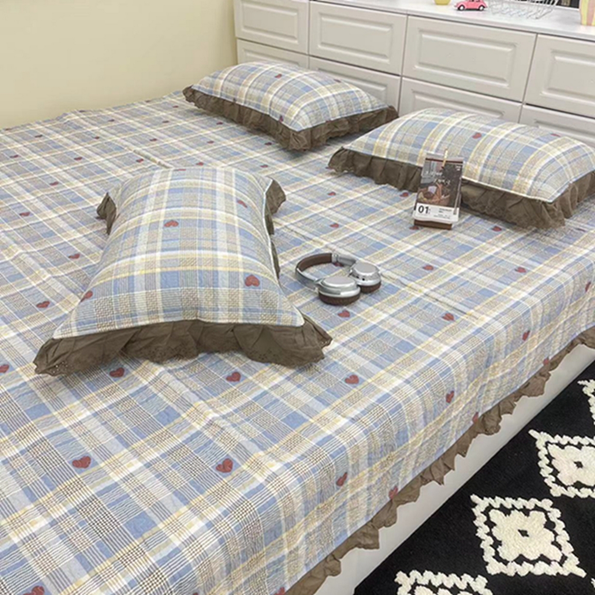 91家纺网 家纺一手货源 找家纺 禧瑞谷 2026法式纯棉绗缝全棉榻榻米床盖防滑加厚纯棉床单夹棉三件套床盖纯棉东北农大炕盖 格调