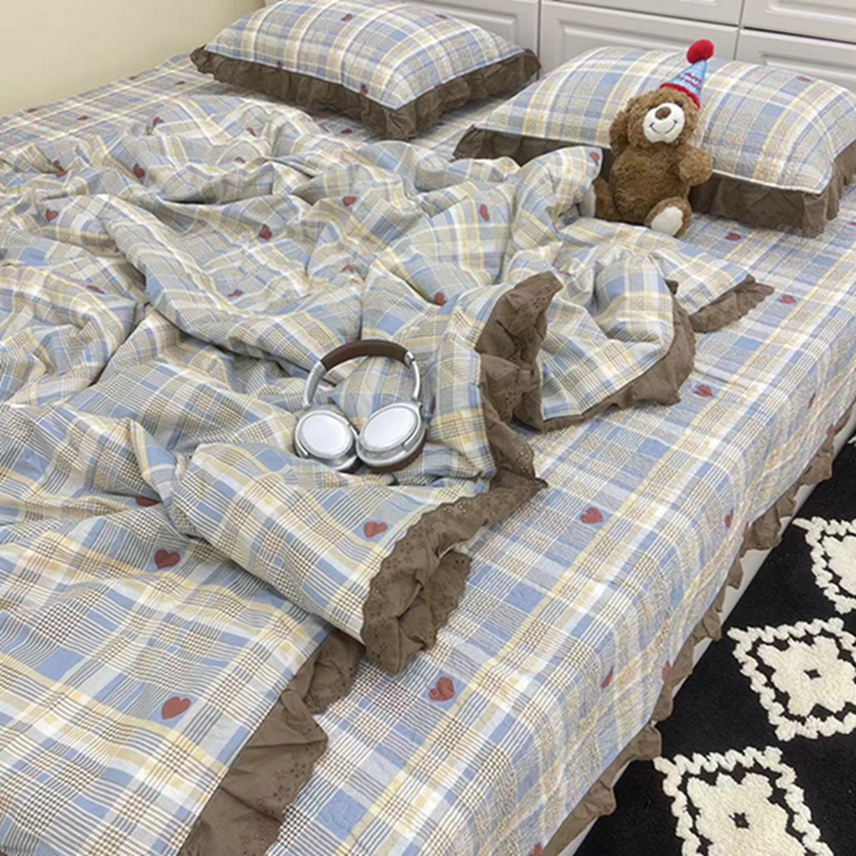 91家纺网 家纺一手货源 找家纺 禧瑞谷 2026法式纯棉绗缝全棉榻榻米床盖防滑加厚纯棉床单夹棉三件套床盖纯棉东北农大炕盖 格调