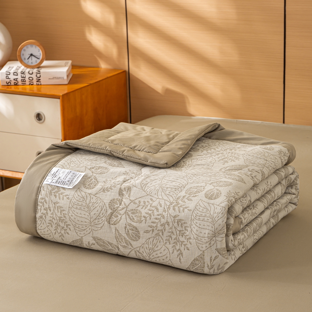 恋人优选 2026新款全棉三层提花夏被空调被 茎叶时光-咖