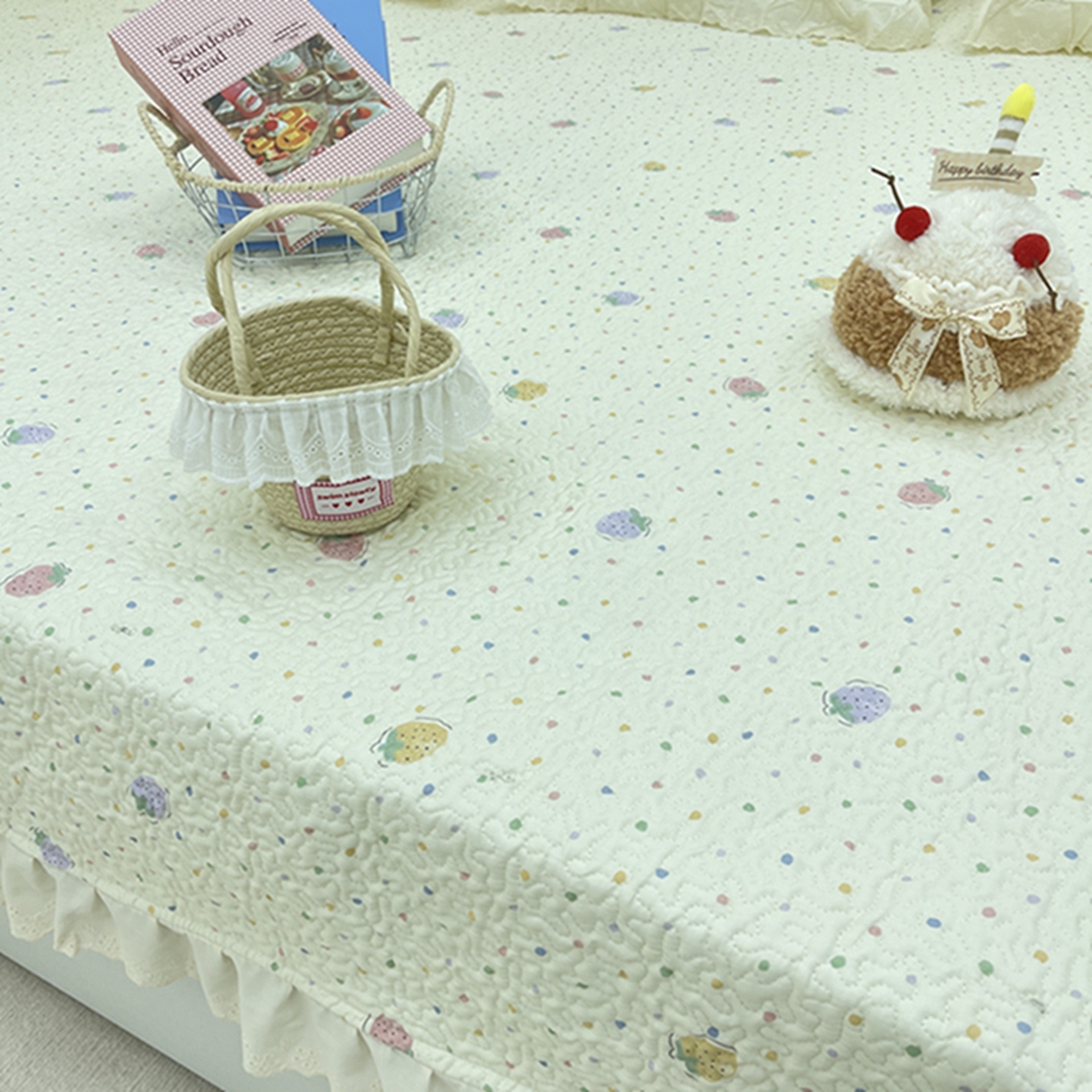 91家纺网 家纺一手货源 找家纺 禧瑞谷 2026法式纯棉绗缝全棉榻榻米床盖防滑加厚纯棉床单夹棉三件套床盖纯棉东北农大炕盖 莓果点点