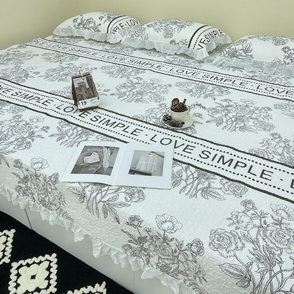 91家纺网 家纺一手货源 找家纺 禧瑞谷 2026法式纯棉绗缝全棉榻榻米床盖防滑加厚纯棉床单夹棉三件套床盖纯棉东北农大炕盖 梦境