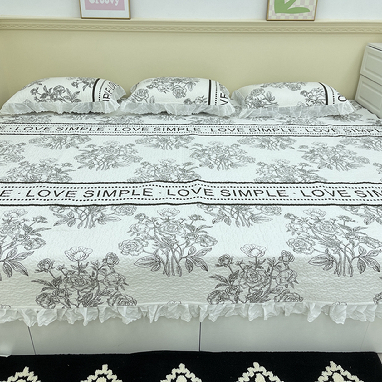 91家纺网 家纺一手货源 找家纺 禧瑞谷 2026法式纯棉绗缝全棉榻榻米床盖防滑加厚纯棉床单夹棉三件套床盖纯棉东北农大炕盖 梦境