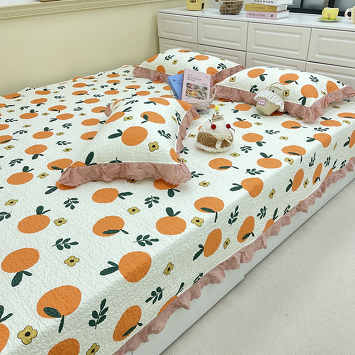 91家纺网 家纺一手货源 找家纺 禧瑞谷 2026法式纯棉绗缝全棉榻榻米床盖防滑加厚纯棉床单夹棉三件套床盖纯棉东北农大炕盖 蜜橘奶盖