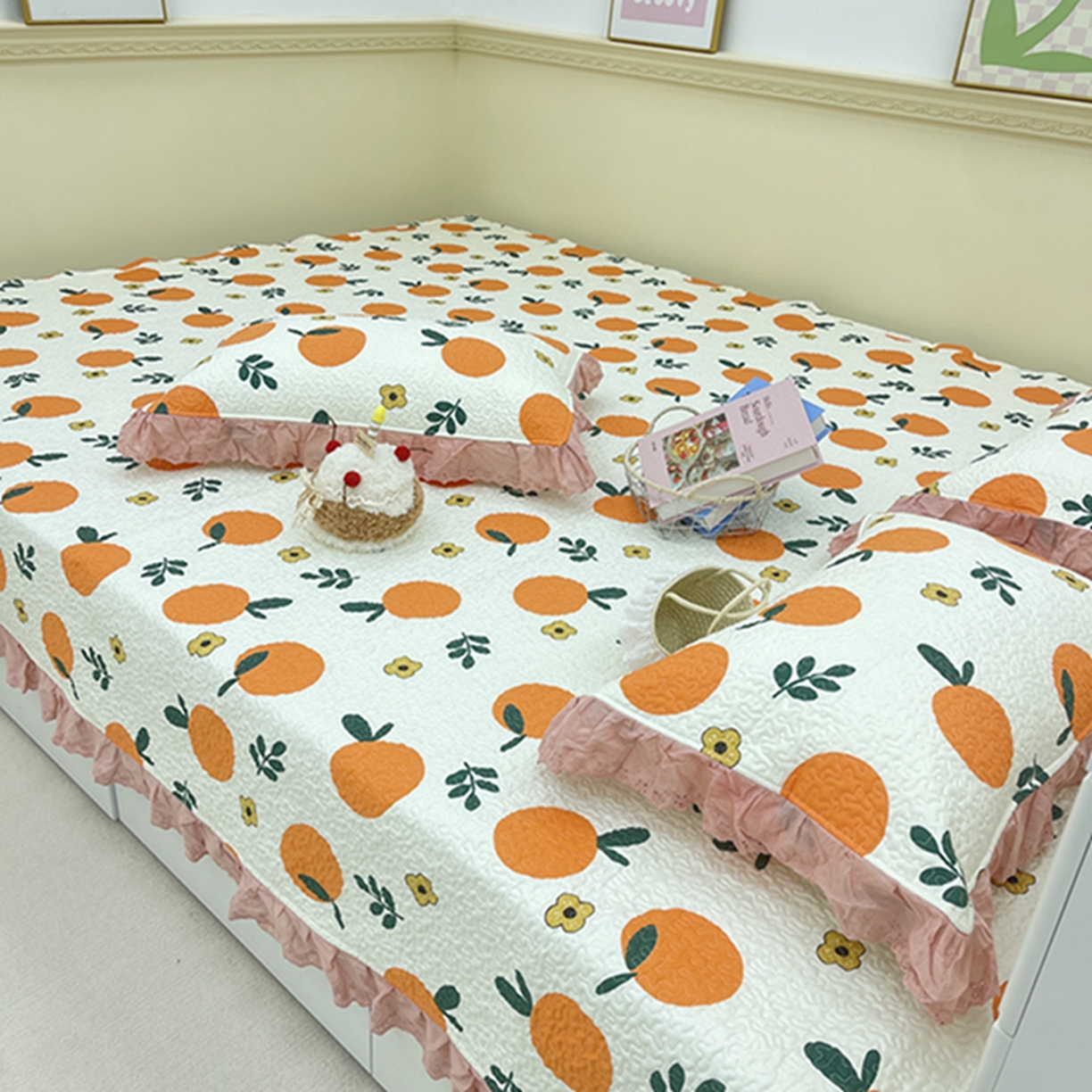 91家纺网 家纺一手货源 找家纺 禧瑞谷 2026法式纯棉绗缝全棉榻榻米床盖防滑加厚纯棉床单夹棉三件套床盖纯棉东北农大炕盖 蜜橘奶盖