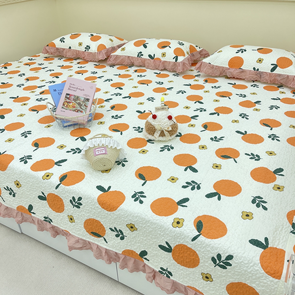 91家纺网 家纺一手货源 找家纺 禧瑞谷 2026法式纯棉绗缝全棉榻榻米床盖防滑加厚纯棉床单夹棉三件套床盖纯棉东北农大炕盖 蜜橘奶盖