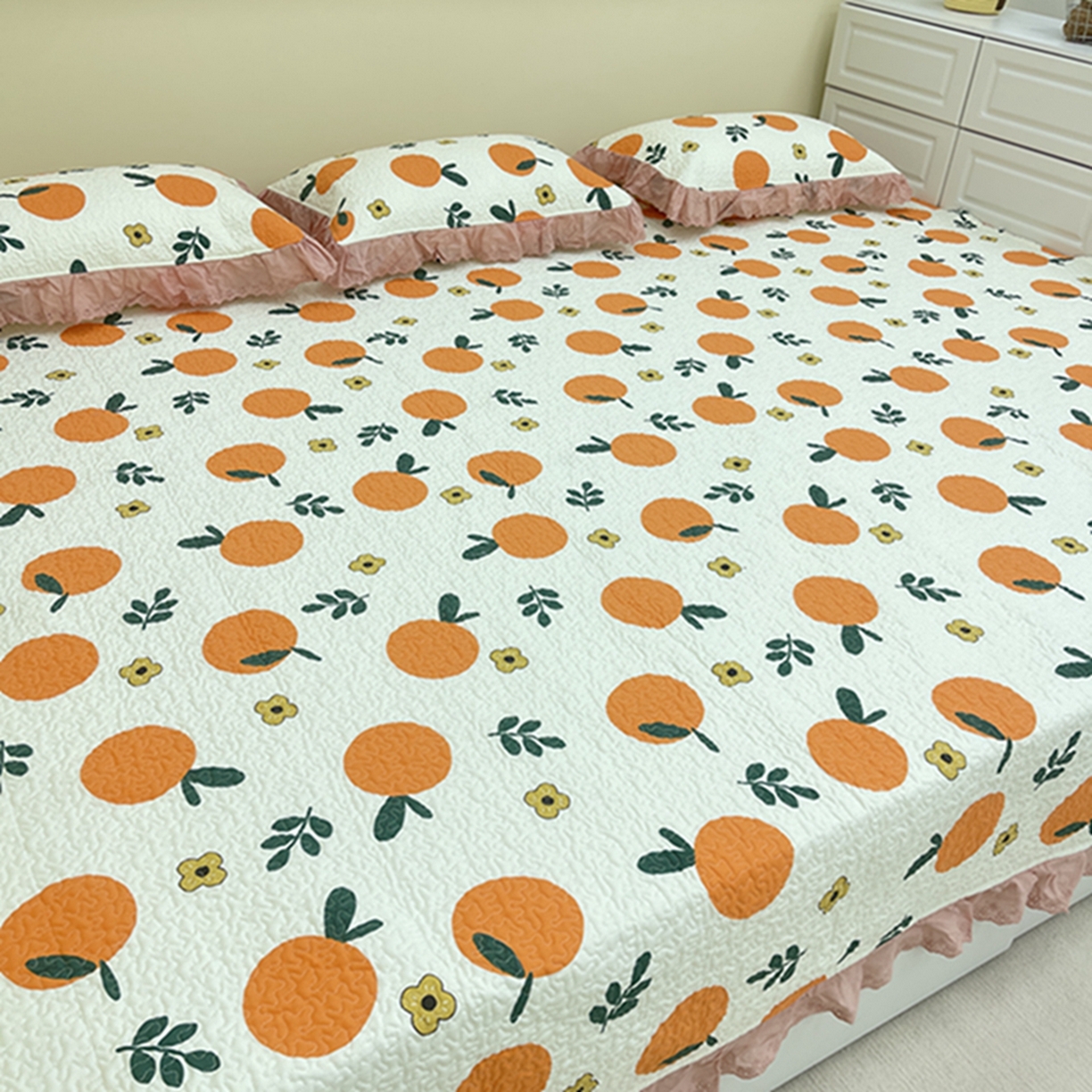 91家纺网 家纺一手货源 找家纺 禧瑞谷 2026法式纯棉绗缝全棉榻榻米床盖防滑加厚纯棉床单夹棉三件套床盖纯棉东北农大炕盖 蜜橘奶盖