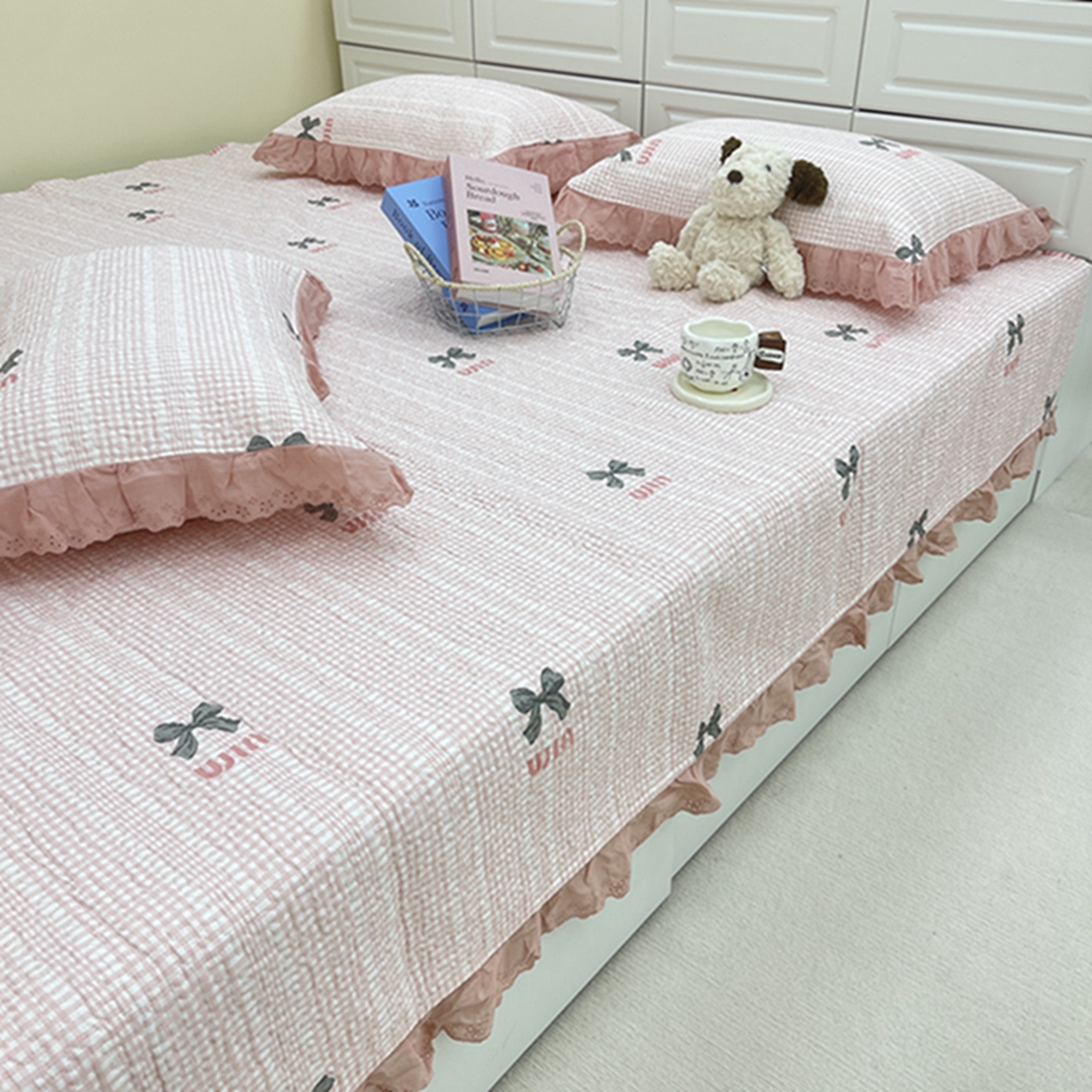 91家纺网 家纺一手货源 找家纺 禧瑞谷 2026法式纯棉绗缝全棉榻榻米床盖防滑加厚纯棉床单夹棉三件套床盖纯棉东北农大炕盖 缪格子