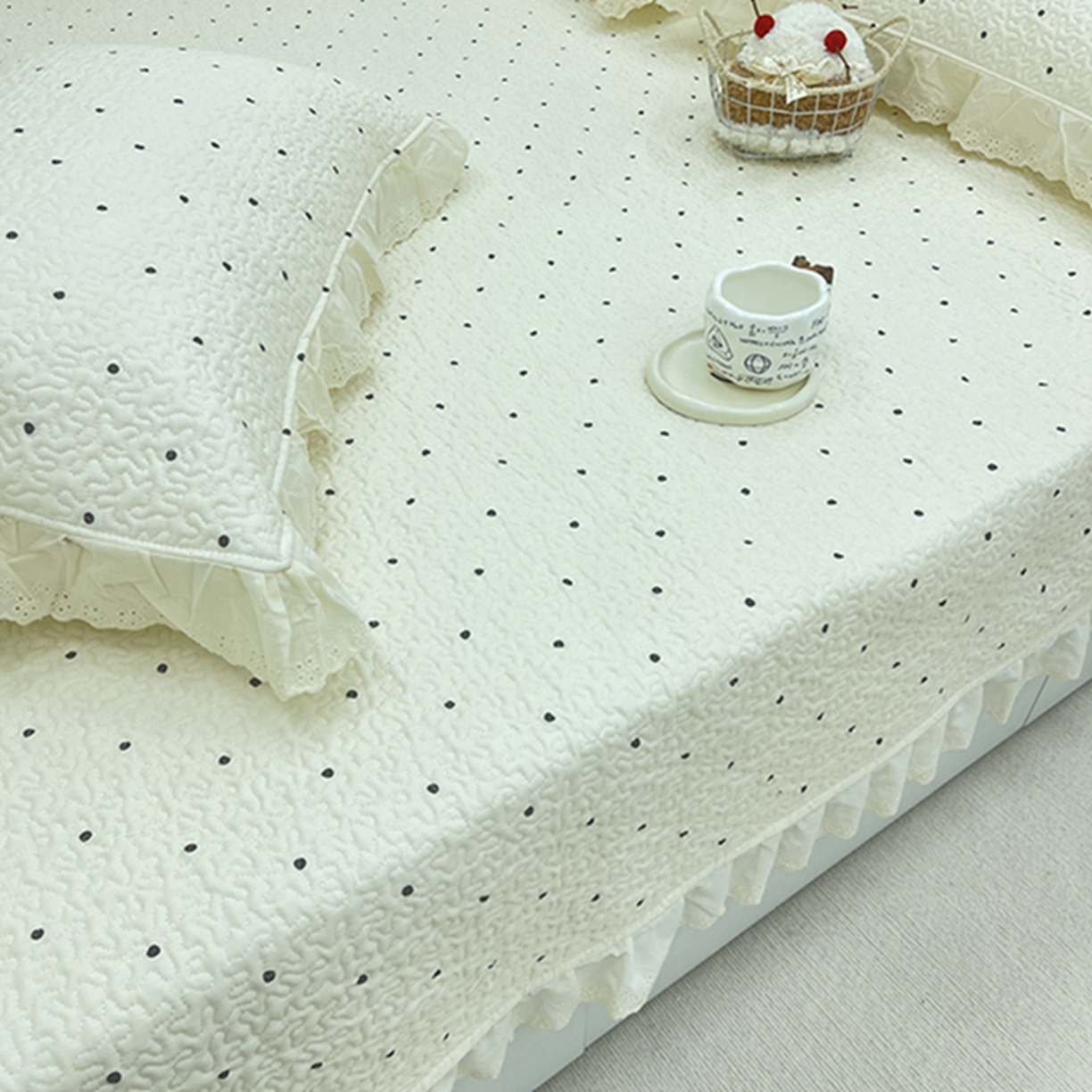 91家纺网 家纺一手货源 找家纺 禧瑞谷 2026法式纯棉绗缝全棉榻榻米床盖防滑加厚纯棉床单夹棉三件套床盖纯棉东北农大炕盖 奶茶波点