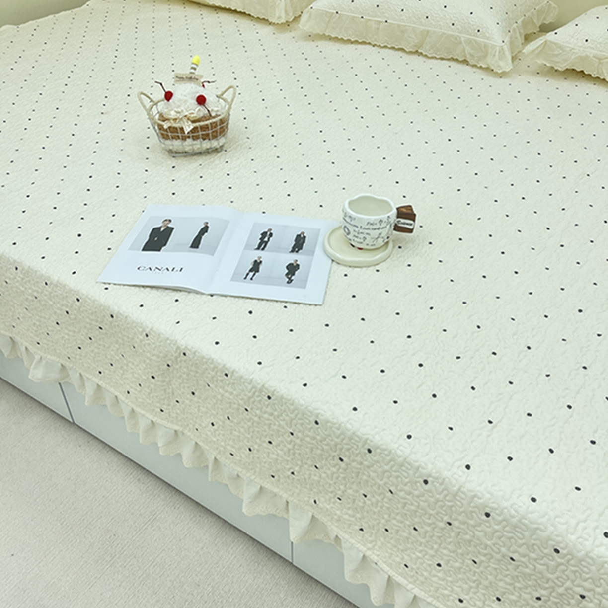 91家纺网 家纺一手货源 找家纺 禧瑞谷 2026法式纯棉绗缝全棉榻榻米床盖防滑加厚纯棉床单夹棉三件套床盖纯棉东北农大炕盖 奶茶波点