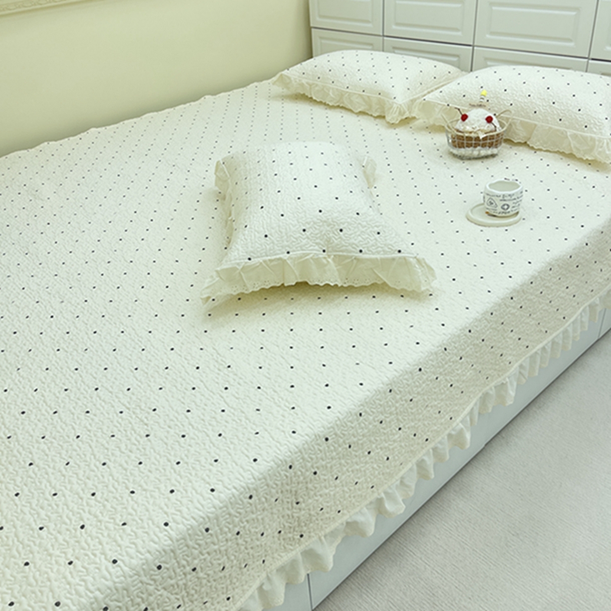 91家纺网 家纺一手货源 找家纺 禧瑞谷 2026法式纯棉绗缝全棉榻榻米床盖防滑加厚纯棉床单夹棉三件套床盖纯棉东北农大炕盖 奶茶波点