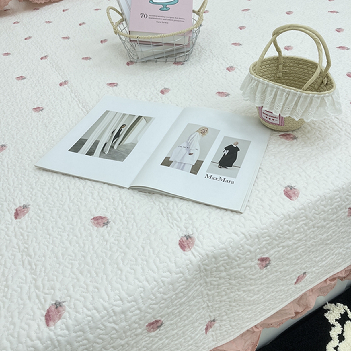 91家纺网 家纺一手货源 找家纺 禧瑞谷 2026法式纯棉绗缝全棉榻榻米床盖防滑加厚纯棉床单夹棉三件套床盖纯棉东北农大炕盖 奶油草莓