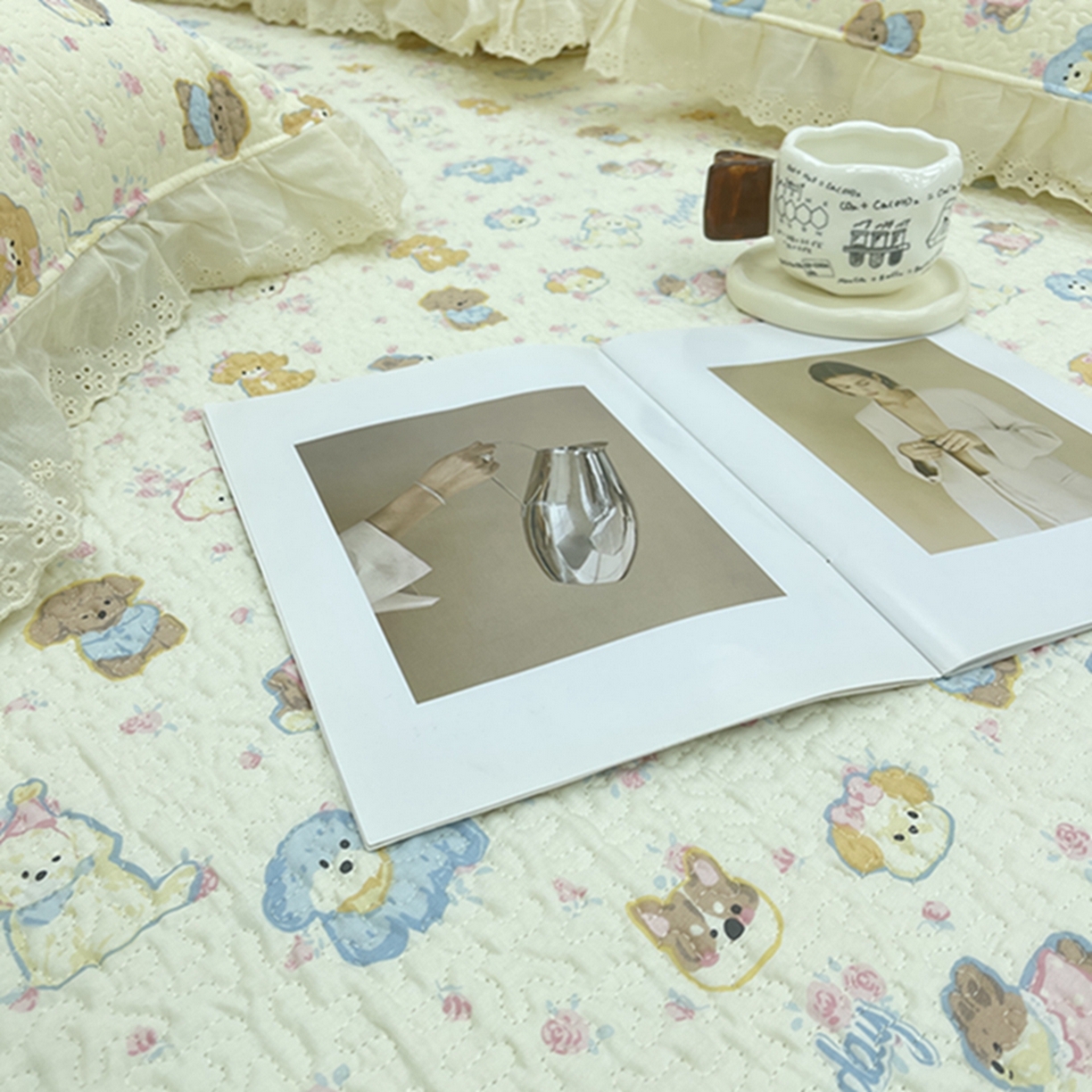 91家纺网 家纺一手货源 找家纺 禧瑞谷 2026法式纯棉绗缝全棉榻榻米床盖防滑加厚纯棉床单夹棉三件套床盖纯棉东北农大炕盖 奶油小狗