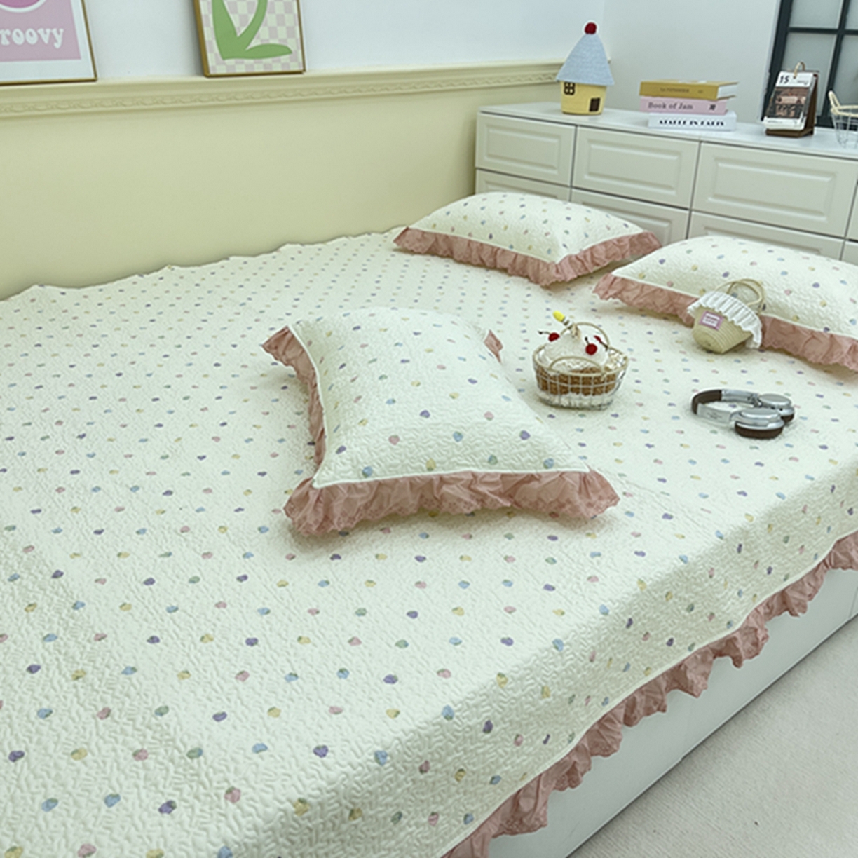 91家纺网 家纺一手货源 找家纺 禧瑞谷 2026法式纯棉绗缝全棉榻榻米床盖防滑加厚纯棉床单夹棉三件套床盖纯棉东北农大炕盖 七彩草莓