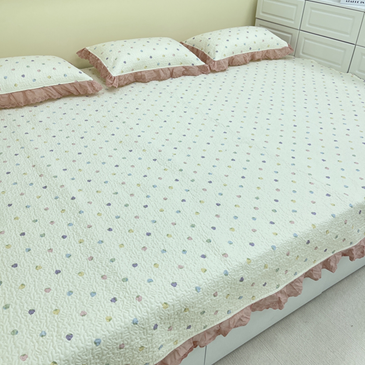 91家纺网 家纺一手货源 找家纺 禧瑞谷 2026法式纯棉绗缝全棉榻榻米床盖防滑加厚纯棉床单夹棉三件套床盖纯棉东北农大炕盖 七彩草莓