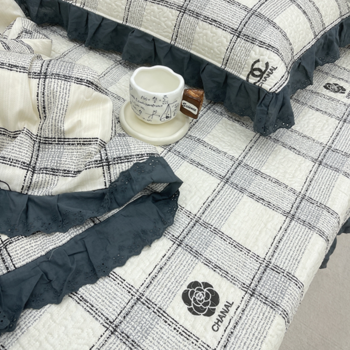 91家纺网 家纺一手货源 找家纺 禧瑞谷 2026法式纯棉绗缝全棉榻榻米床盖防滑加厚纯棉床单夹棉三件套床盖纯棉东北农大炕盖 香香格子