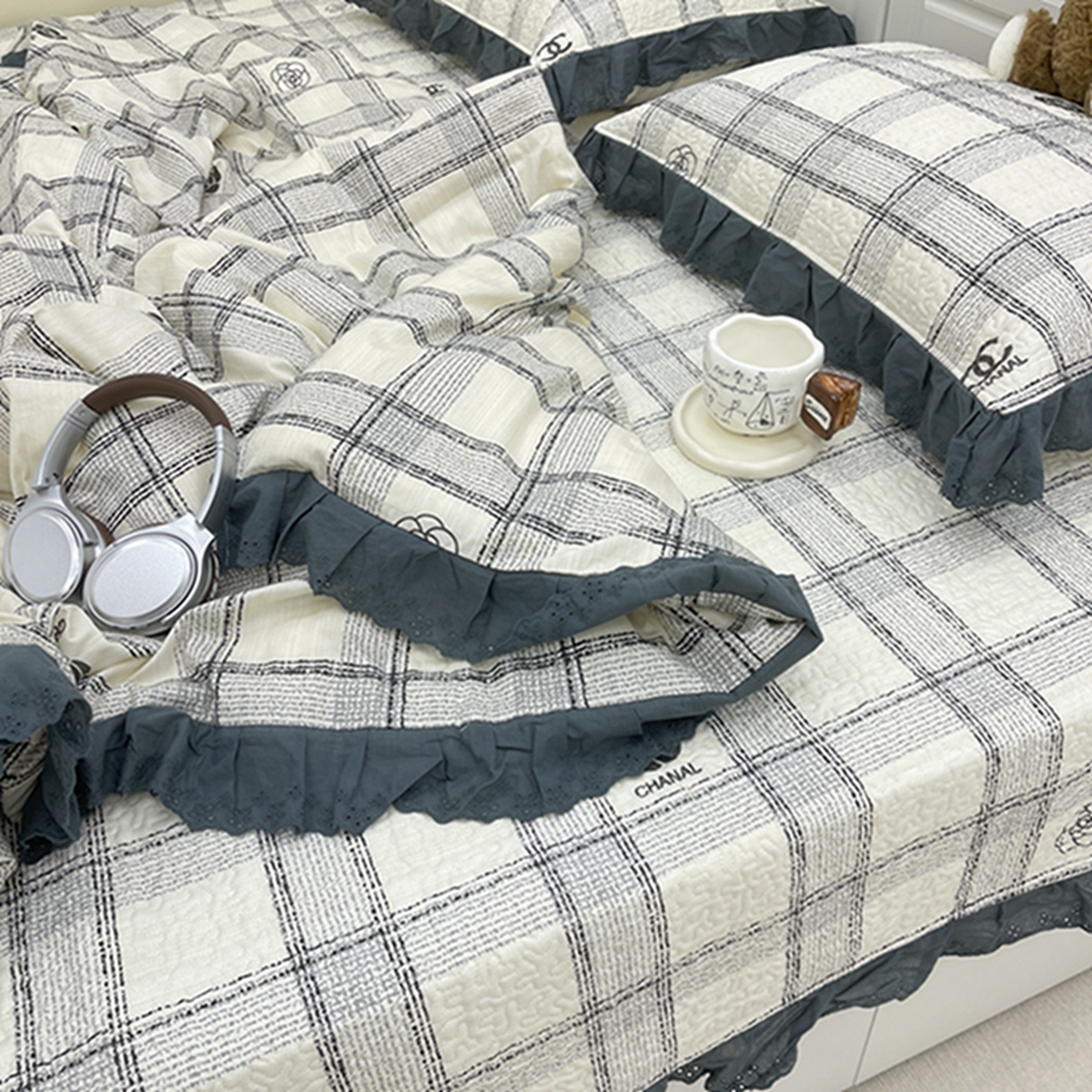 91家纺网 家纺一手货源 找家纺 禧瑞谷 2026法式纯棉绗缝全棉榻榻米床盖防滑加厚纯棉床单夹棉三件套床盖纯棉东北农大炕盖 香香格子