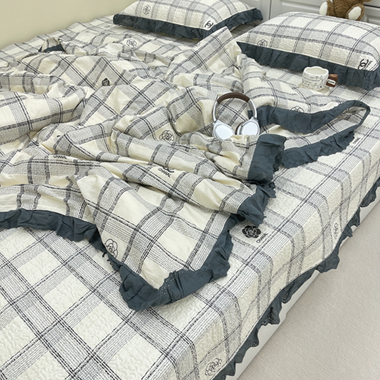 91家纺网 家纺一手货源 找家纺 禧瑞谷 2026法式纯棉绗缝全棉榻榻米床盖防滑加厚纯棉床单夹棉三件套床盖纯棉东北农大炕盖 香香格子