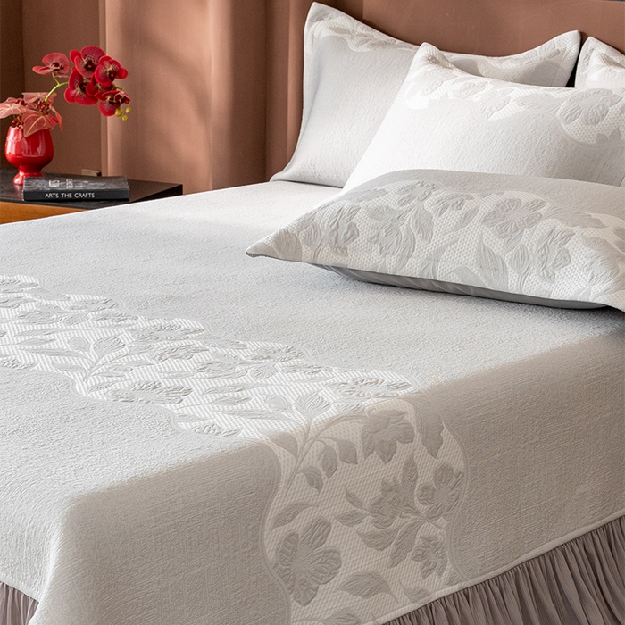 91家纺网 家纺一手货源 找家纺 红夫人 2026新款PE凉感豆豆提花凉席-忆江南 灰色