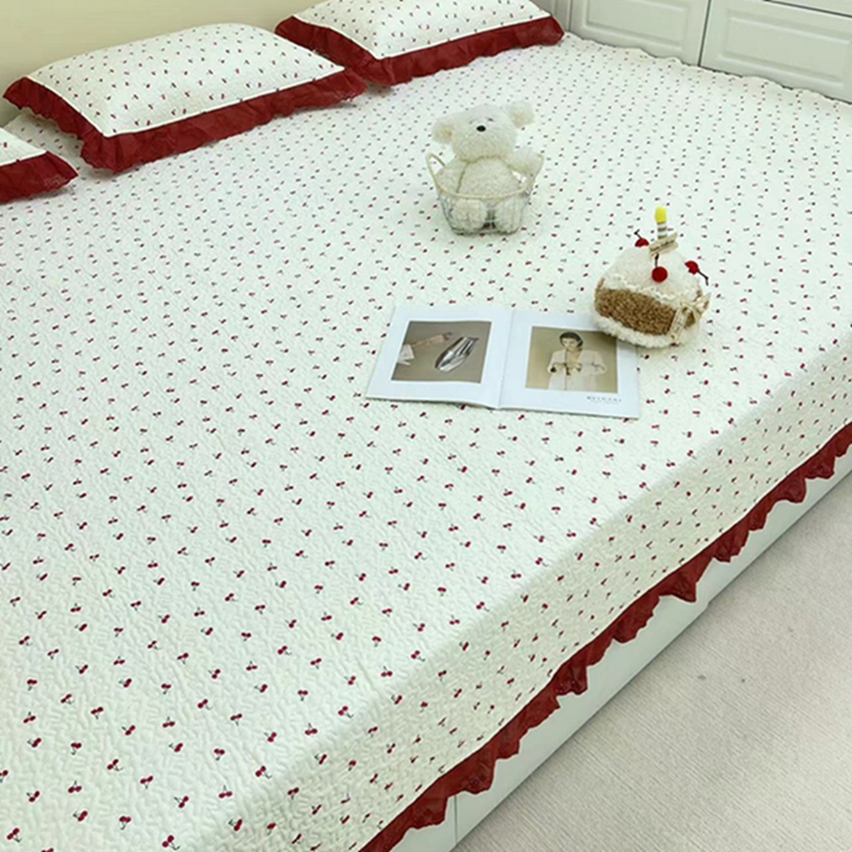 91家纺网 家纺一手货源 找家纺 禧瑞谷 2026法式纯棉绗缝全棉榻榻米床盖防滑加厚纯棉床单夹棉三件套床盖纯棉东北农大炕盖 小红果