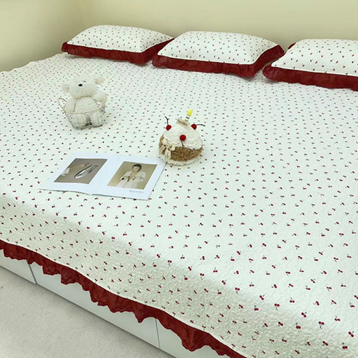 91家纺网 家纺一手货源 找家纺 禧瑞谷 2026法式纯棉绗缝全棉榻榻米床盖防滑加厚纯棉床单夹棉三件套床盖纯棉东北农大炕盖 小红果