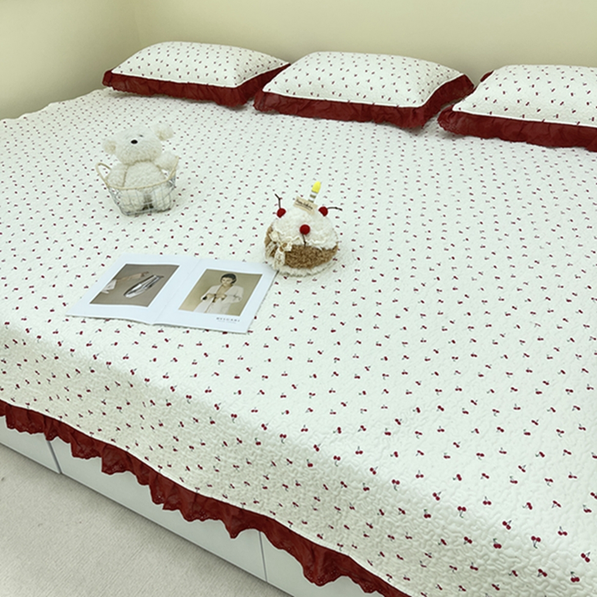 91家纺网 家纺一手货源 找家纺 禧瑞谷 2026法式纯棉绗缝全棉榻榻米床盖防滑加厚纯棉床单夹棉三件套床盖纯棉东北农大炕盖 小红果