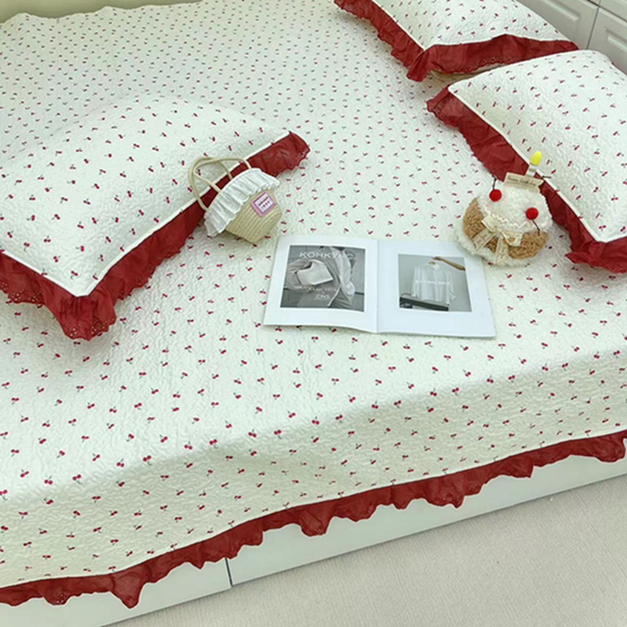 91家纺网 家纺一手货源 找家纺 禧瑞谷 2026法式纯棉绗缝全棉榻榻米床盖防滑加厚纯棉床单夹棉三件套床盖纯棉东北农大炕盖 小红果