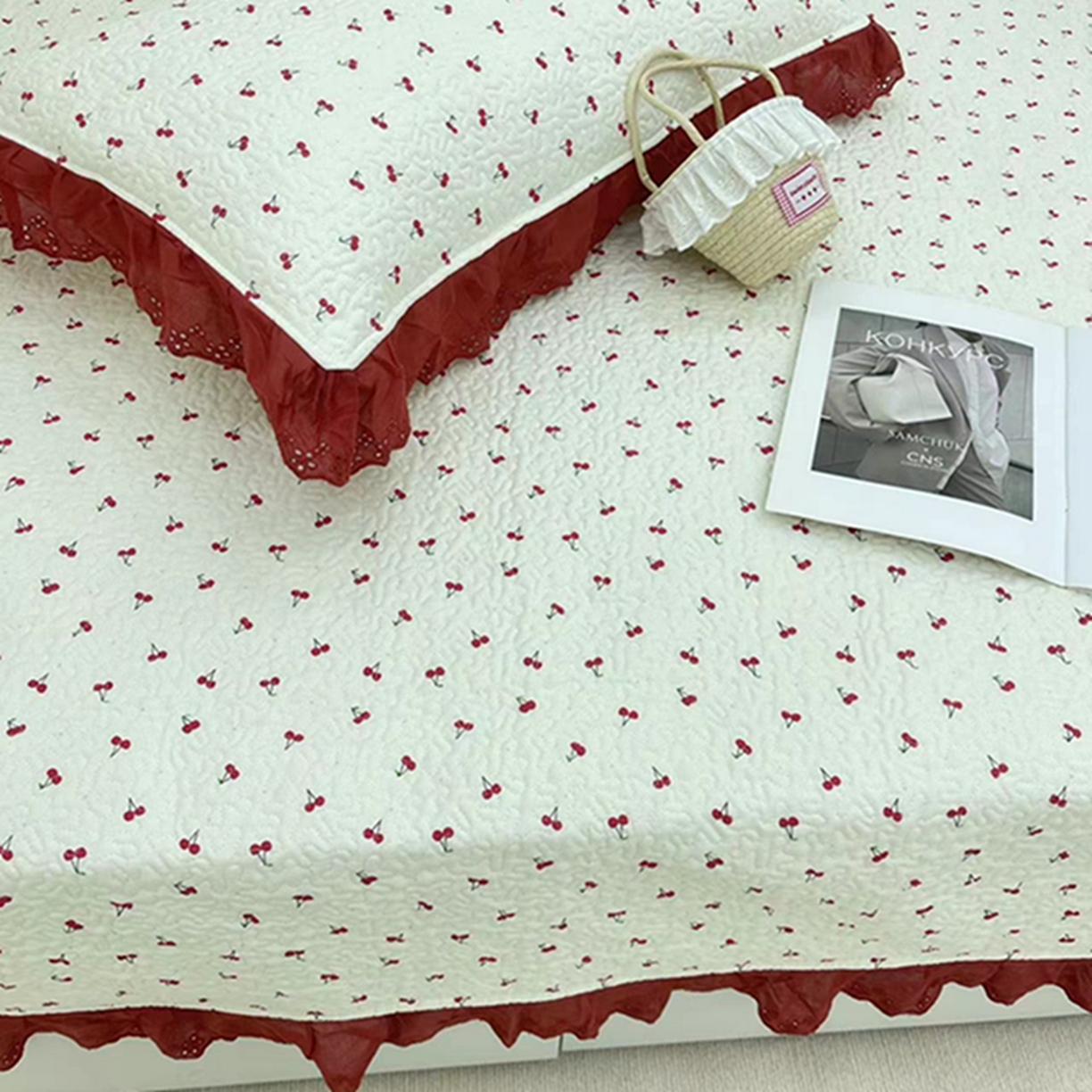 91家纺网 家纺一手货源 找家纺 禧瑞谷 2026法式纯棉绗缝全棉榻榻米床盖防滑加厚纯棉床单夹棉三件套床盖纯棉东北农大炕盖 小红果