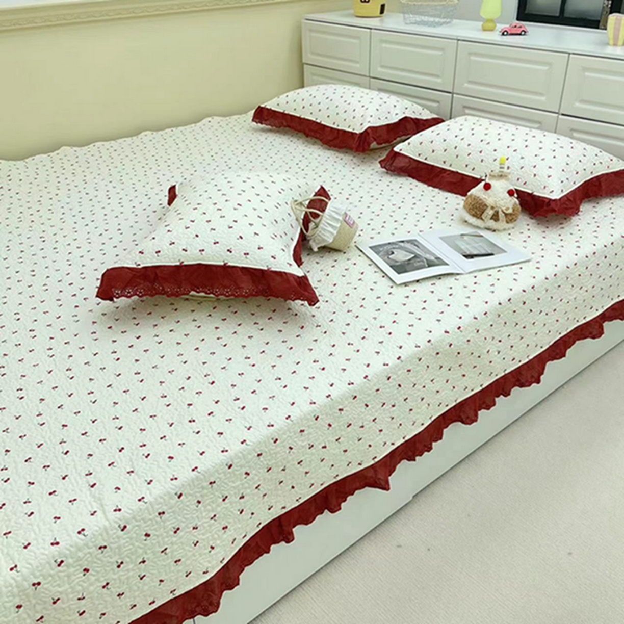 91家纺网 家纺一手货源 找家纺 禧瑞谷 2026法式纯棉绗缝全棉榻榻米床盖防滑加厚纯棉床单夹棉三件套床盖纯棉东北农大炕盖 小红果