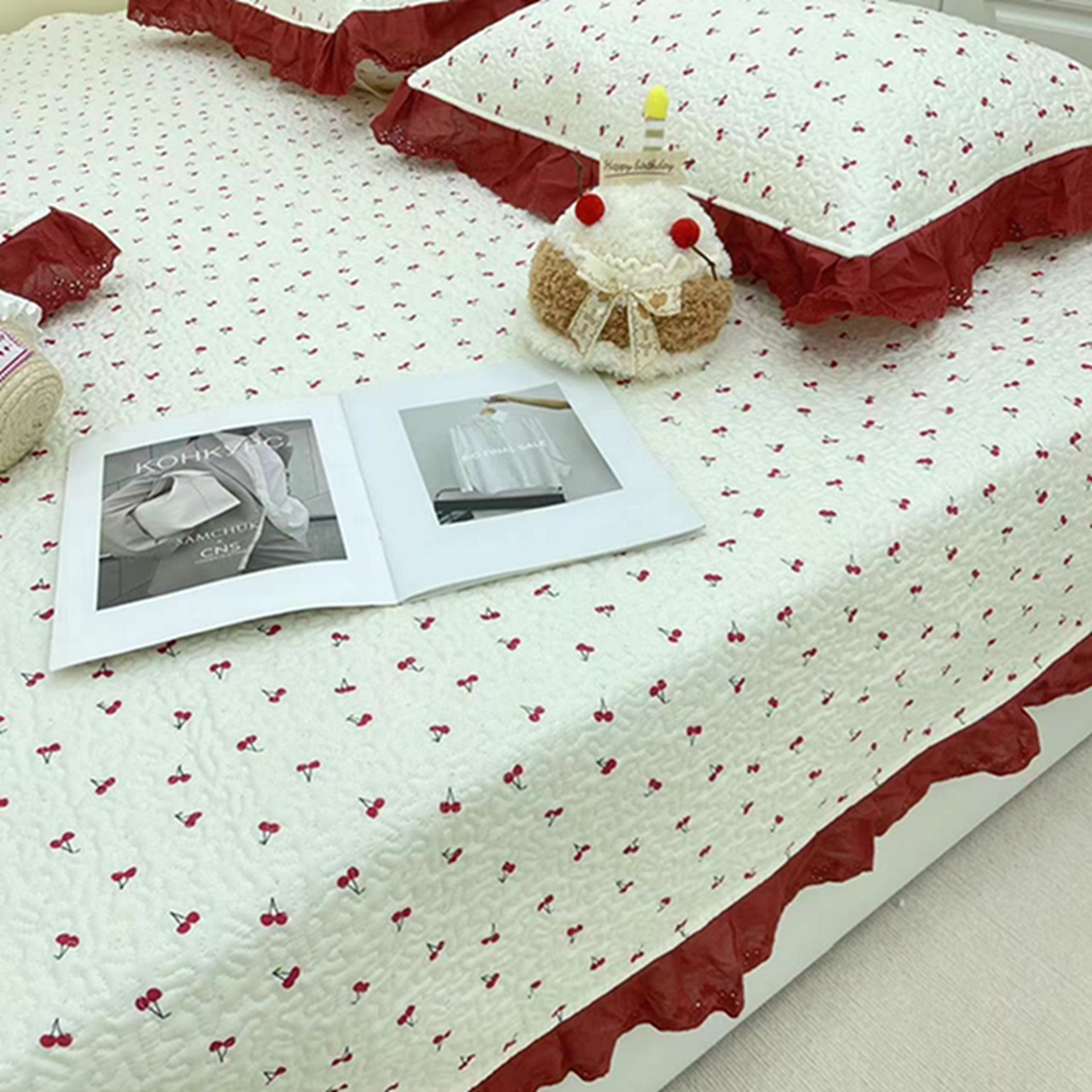 91家纺网 家纺一手货源 找家纺 禧瑞谷 2026法式纯棉绗缝全棉榻榻米床盖防滑加厚纯棉床单夹棉三件套床盖纯棉东北农大炕盖 小红果