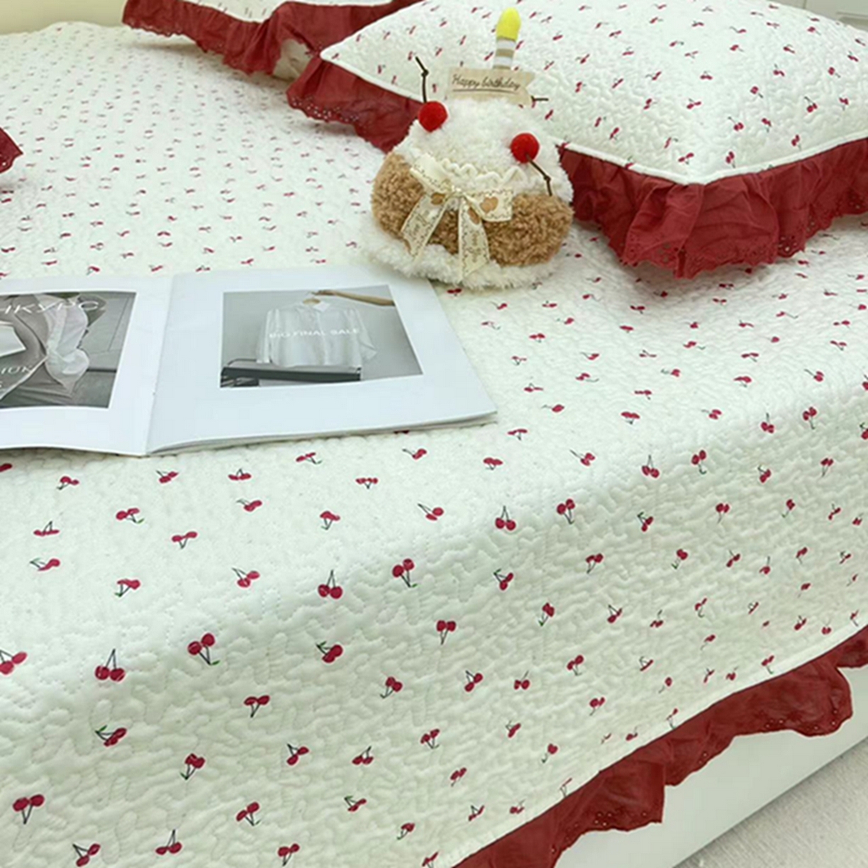 91家纺网 家纺一手货源 找家纺 禧瑞谷 2026法式纯棉绗缝全棉榻榻米床盖防滑加厚纯棉床单夹棉三件套床盖纯棉东北农大炕盖 小红果