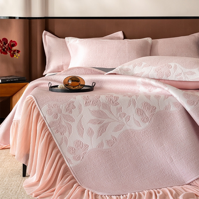 红夫人 2026新款PE凉感豆豆提花凉席-忆江南 柔粉